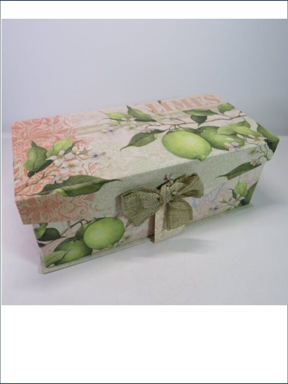 LIMES green & pink gift box magnetic closure storage box Susan Winget